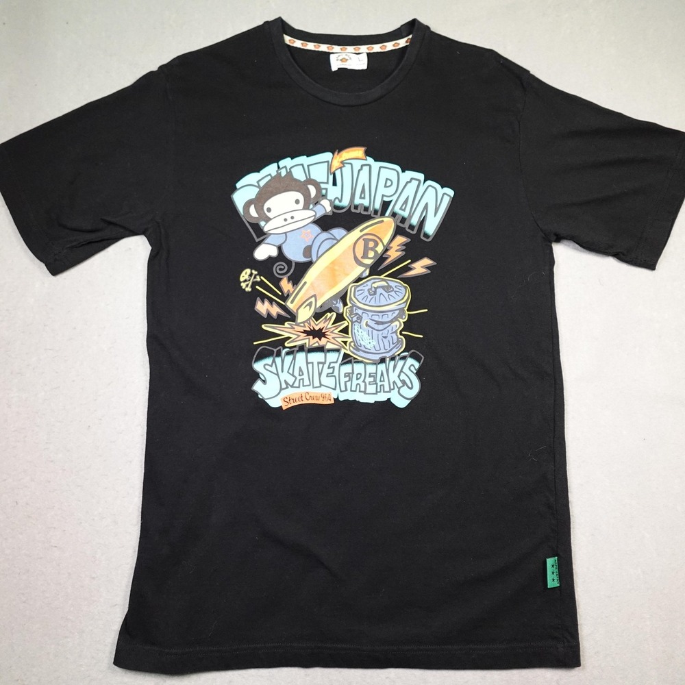 Bape Baby Milo Skate Freaks Graphic Shirt Mens Large Black Street Boarder Japan